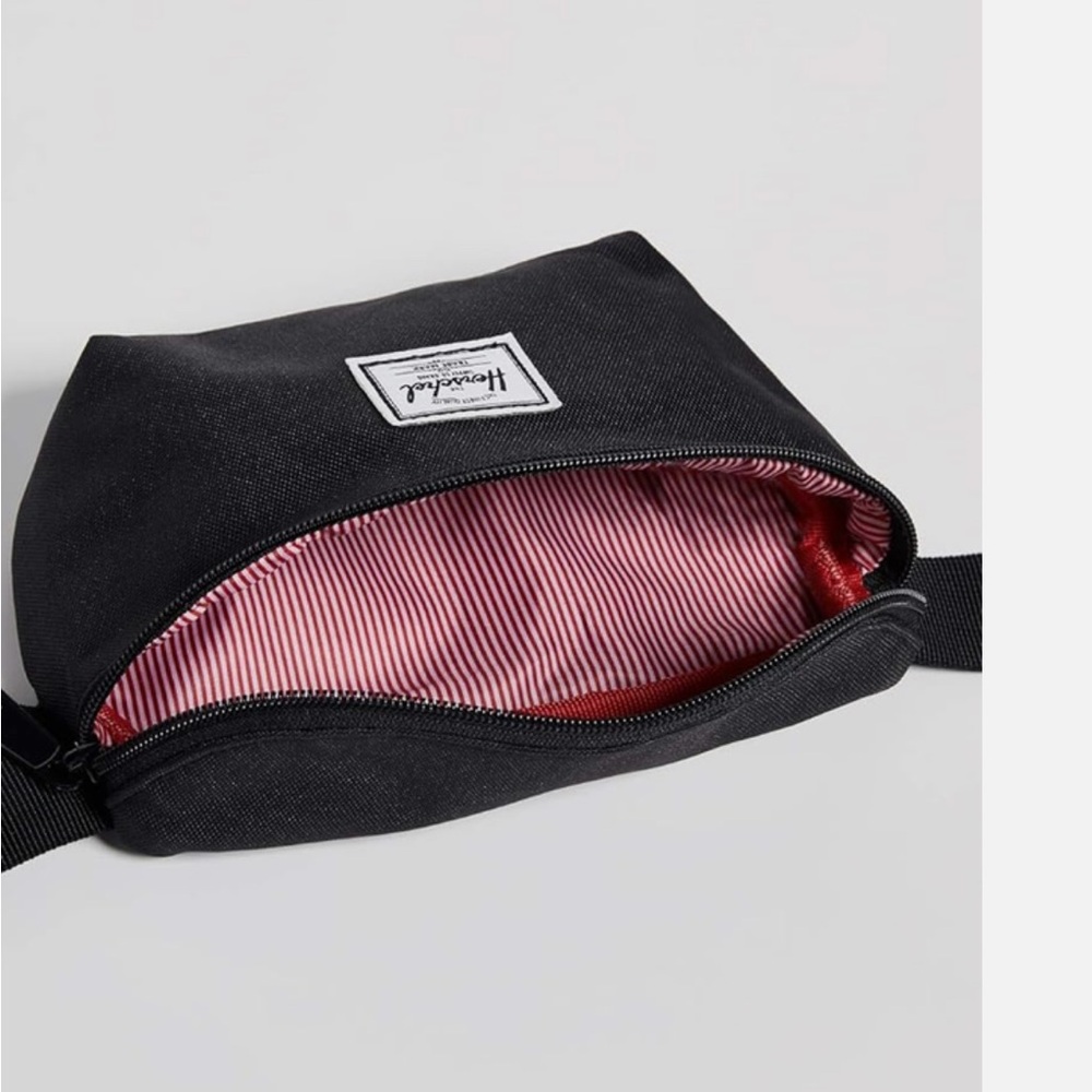 Herschel Supply Company Black and Red Belt Bag with Signature Lining